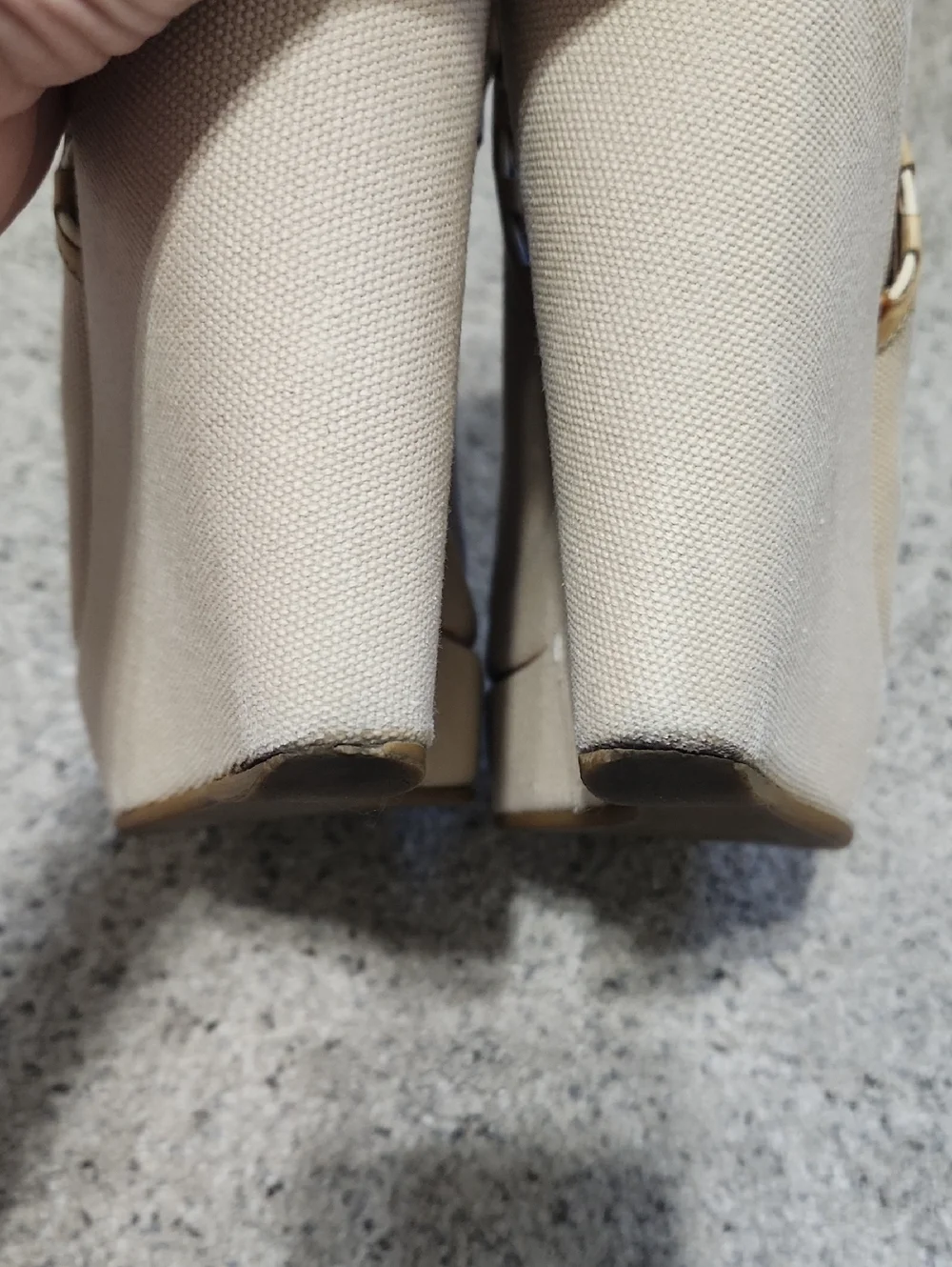 ALAIA CANVAS WOVEN WEDGE CREAM/BROWN SIZE 37/US 6.5